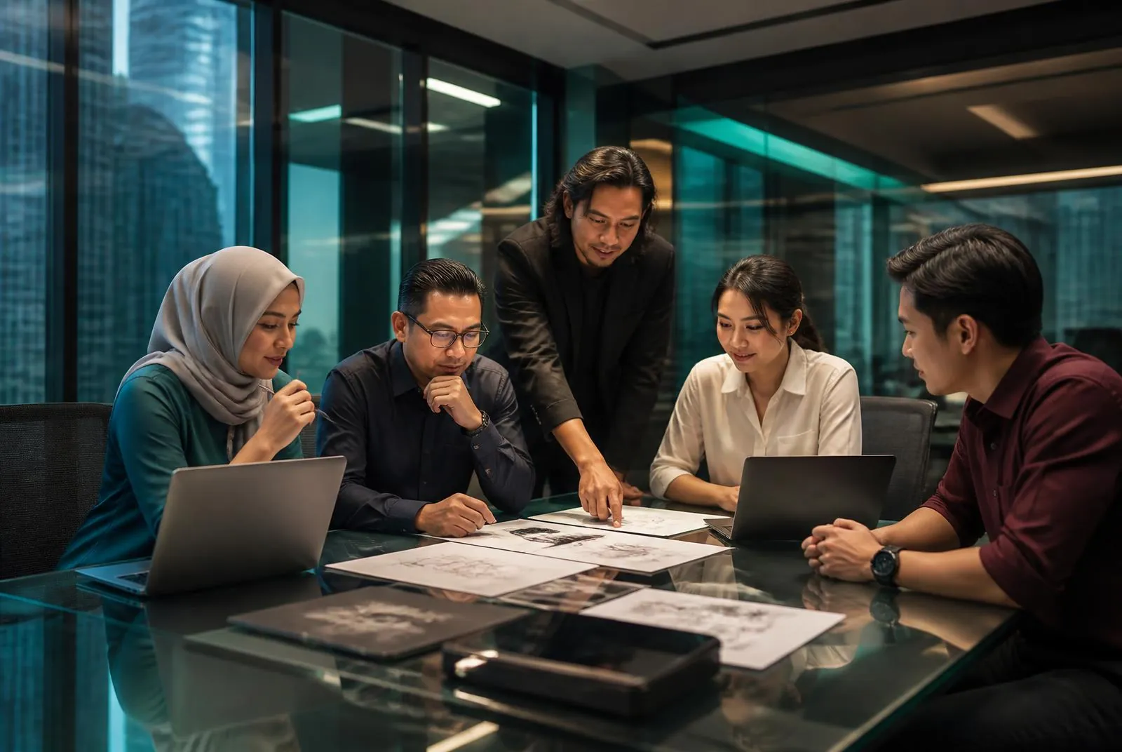 The Frandevia Digital team collaborating on a client project in their Kuala Lumpur studio